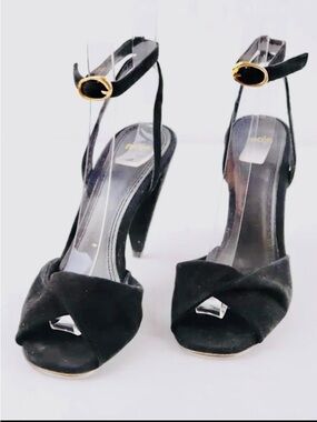 NWOT MAJE Black Italian Open-Toe Slide Heels Size 39